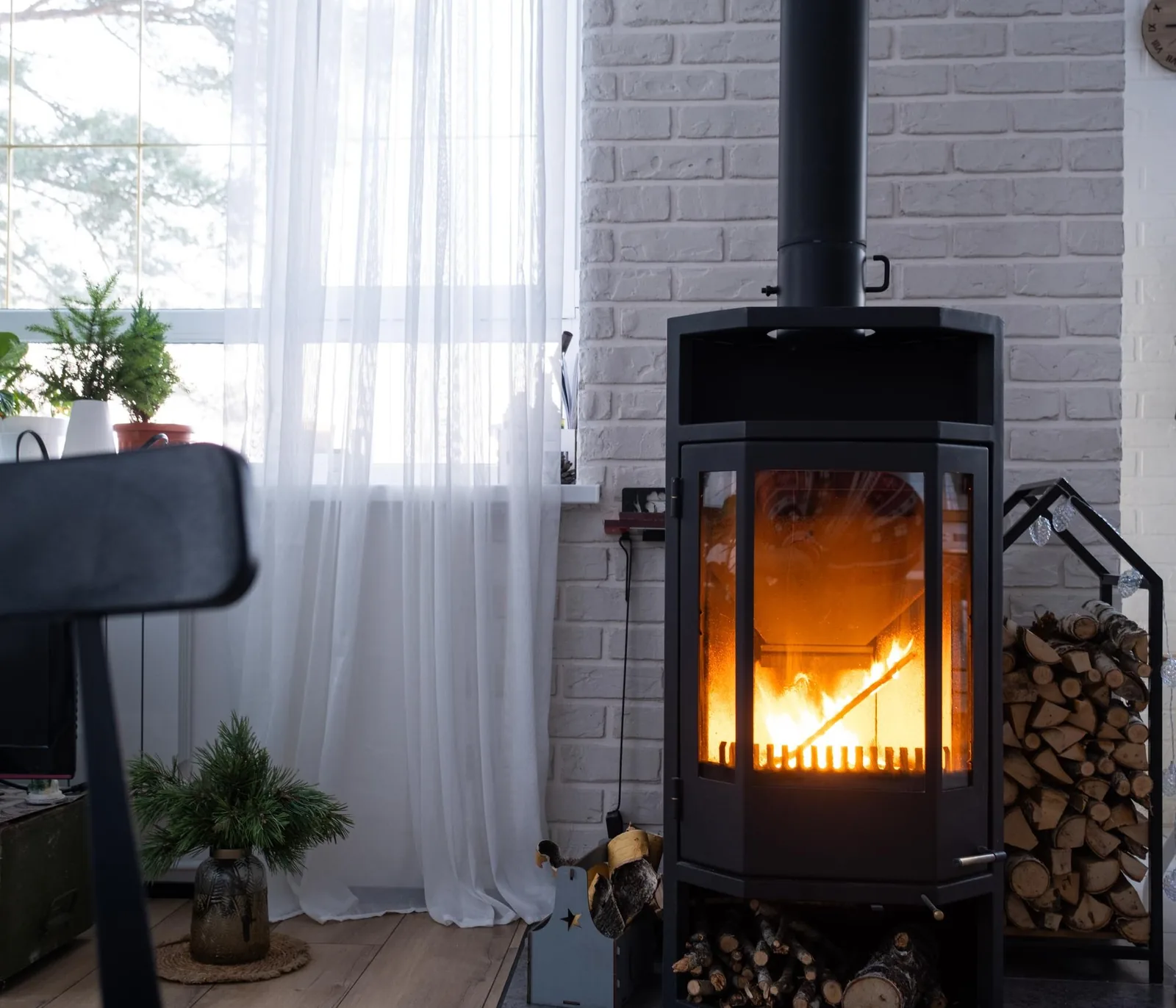 Siège chaudière à bois installé sur un installation domestique